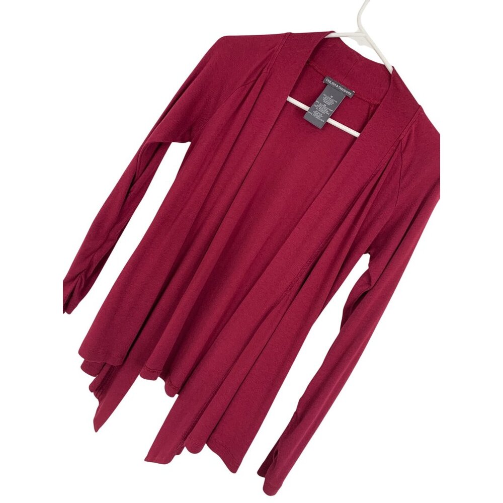 Chelsea & Theodore Womens Crimson Cardigan M Modal RBB10450 Drape Open New